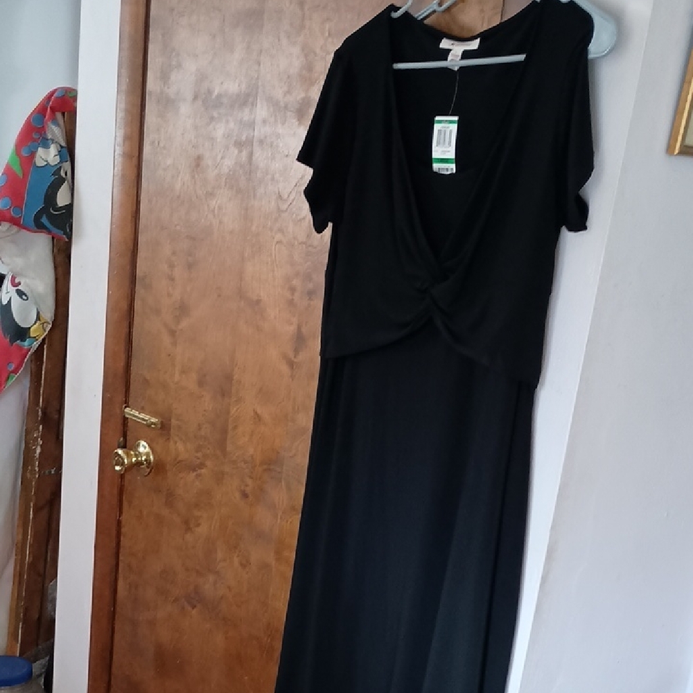 JM Collection Black Flutter Sleeve Maxi Dress